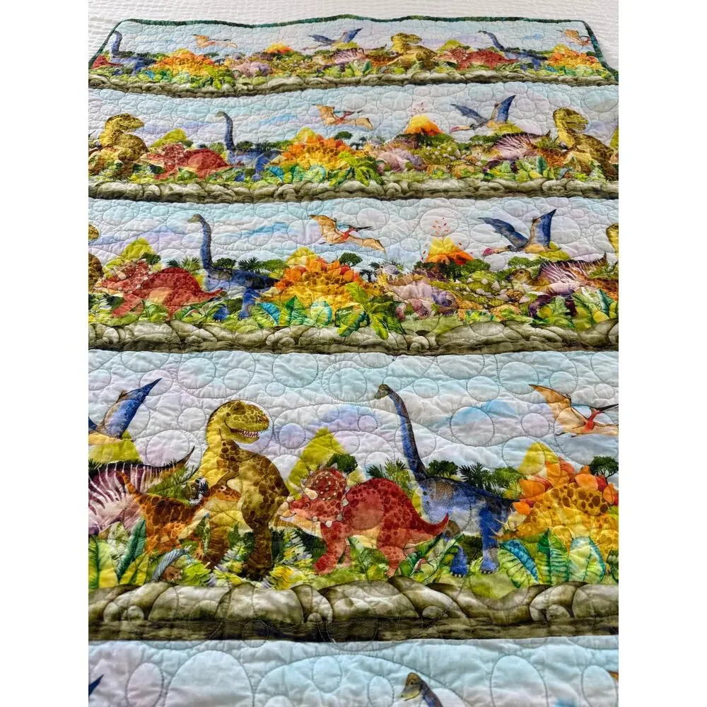 HANDMADE Dinosaur Baby Quilt Jackson Hole Guild 2023 Cotton Flannel Child Quilt